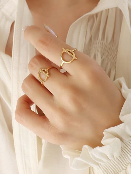 A387 gold O-ring Titanium Steel Geometric Vintage Stackable Ring