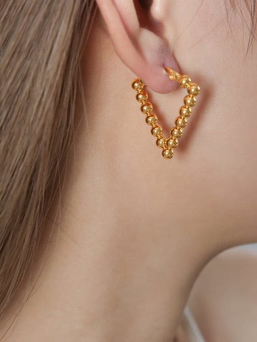 F1131 Gold Earrings Titanium Steel Bead Geometric Vintage Stud Earring