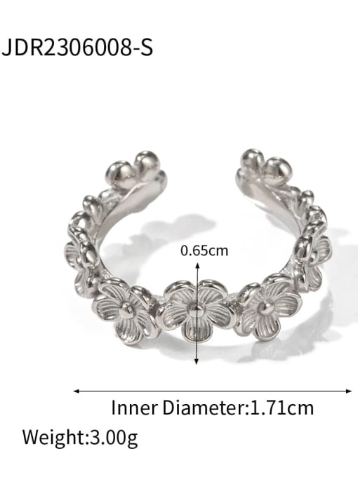 JDR2306008 S Stainless steel Flower Dainty Band Ring