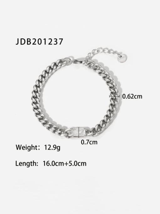 J&D Stainless steel Glass Stone Hollow  Geometric  Chain Vintage Link Bracelet 3