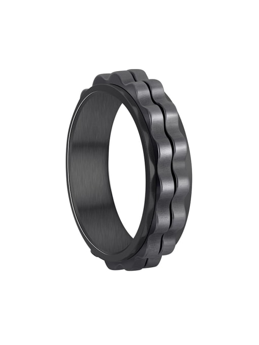 Black plated gear teeth Titanium Steel Irregular Hip Hop Rotatable Gear Shape Men's Ring