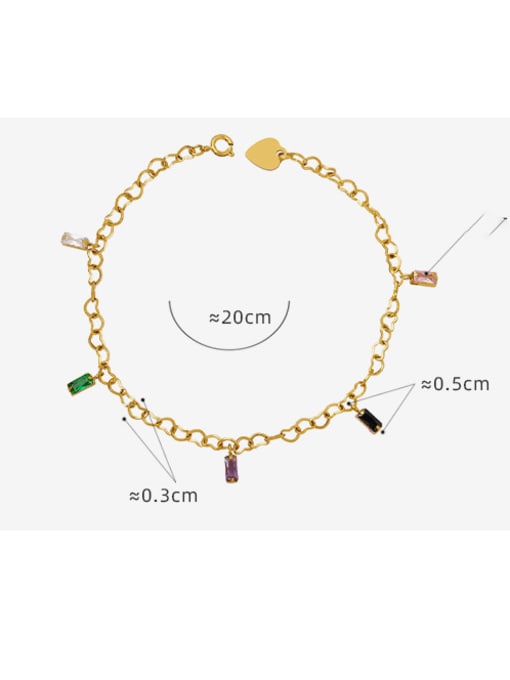 E376 gold  20cm Titanium Steel Cubic Zirconia Geometric Minimalist Link Bracelet