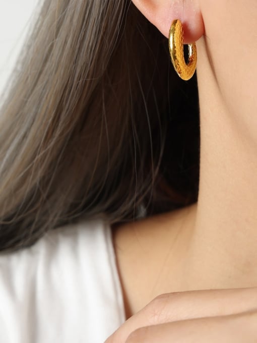 F1190 Mesh Gold Earrings Titanium Steel Geometric Trend Stud Earring