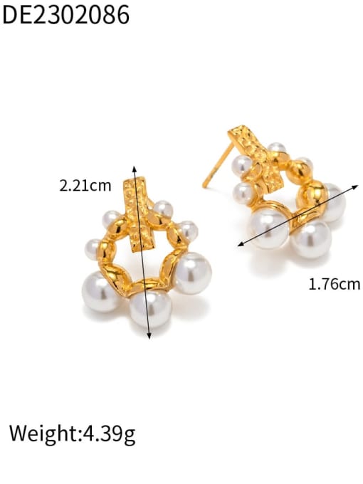 JDE2302086 Stainless steel Imitation Pearl Flower Dainty Stud Earring