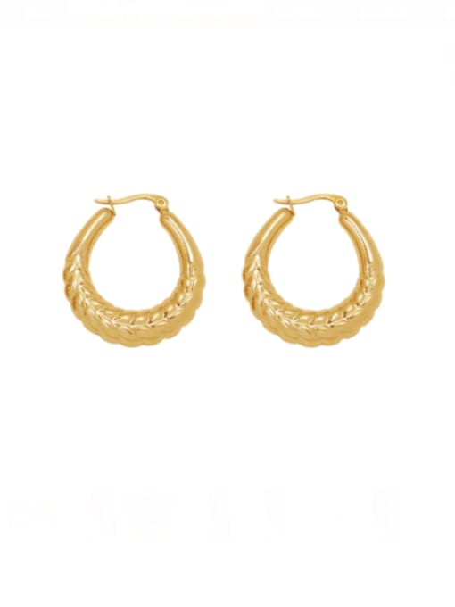 F563 golden ear Earrings Titanium Steel Geometric Vintage Huggie Earring
