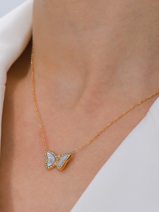 J&D Stainless steel Shell Butterfly Minimalist Necklace 1