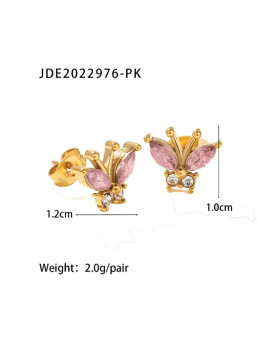 JDE2022976 PK Stainless steel Cubic Zirconia Butterfly Minimalist Stud Earring