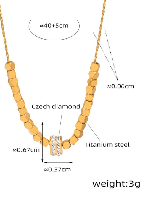 P187 Golden Necklace Titanium Steel Cubic Zirconia Geometric Trend Necklace