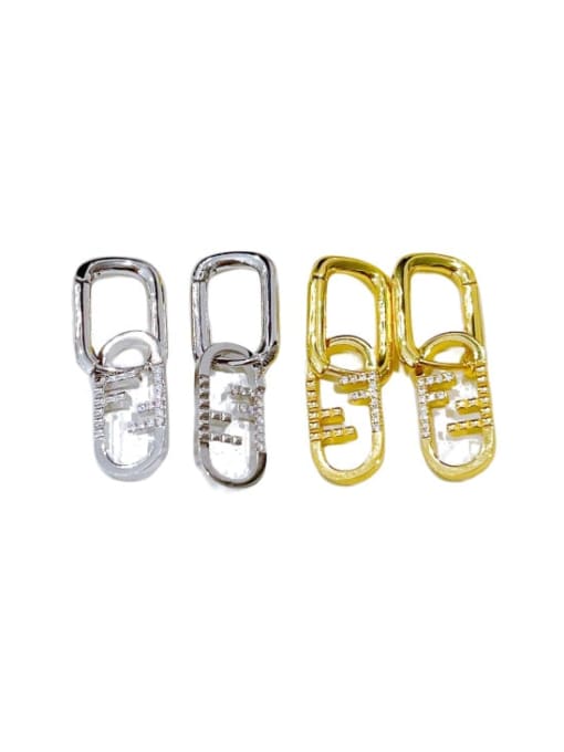 Clioro Brass Cubic Zirconia Geometric Vintage Huggie Earring 4