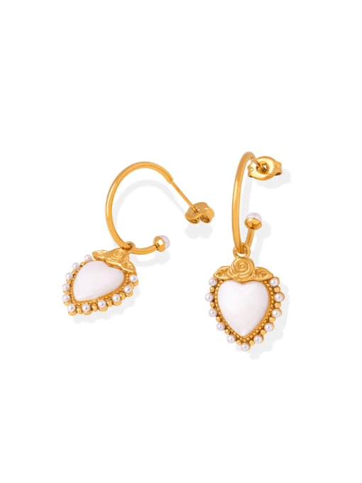 F957 Gold Earrings Titanium Steel Shell Water Drop Minimalist Hook Earring