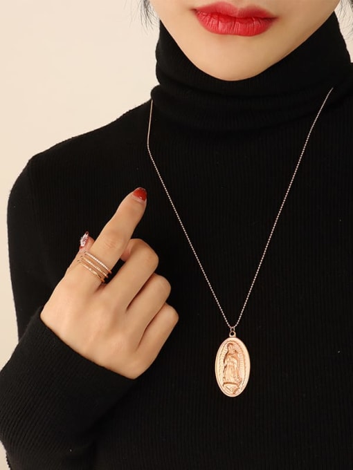 M029 rose gold necklace 60 +5cm Titanium Steel  Vintage Geometric Pendant Necklace