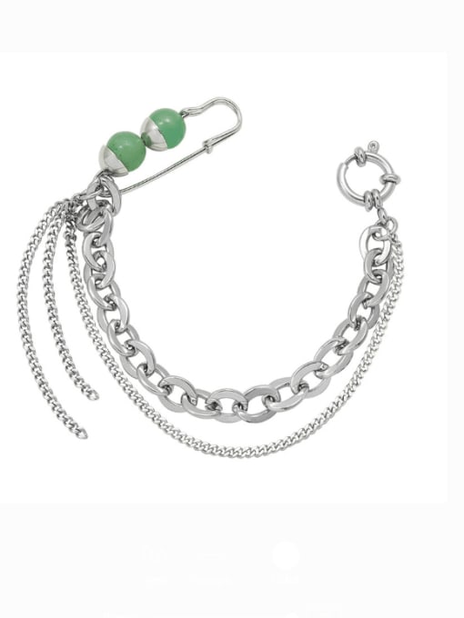 E297 green  18.5cm Titanium Steel Geometric Minimalist Strand Bracelet