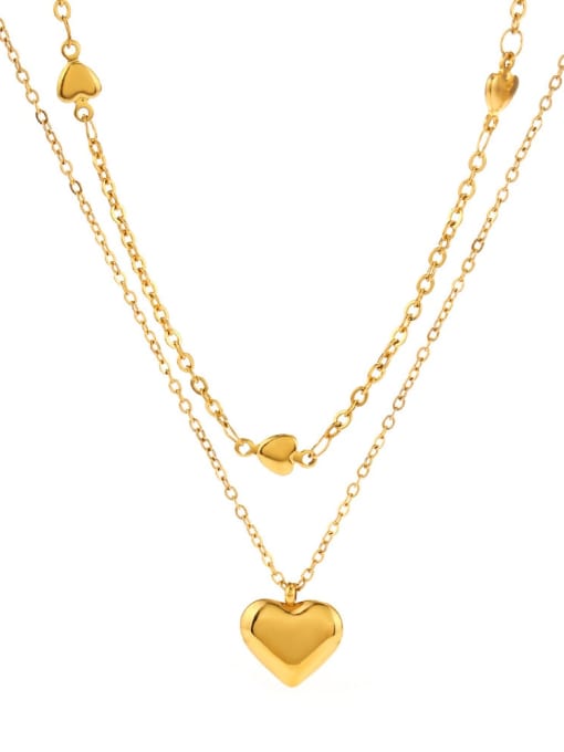 J$L  Steel Jewelry Stainless steel Heart Minimalist Multi Strand Necklace 0