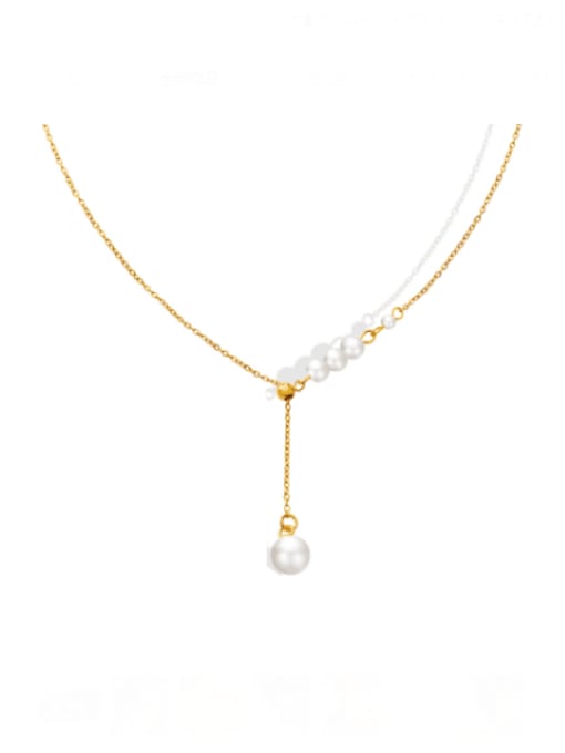 P233 gold necklace 40+ 5cm Titanium Steel Imitation Pearl Tassel Minimalist Necklace