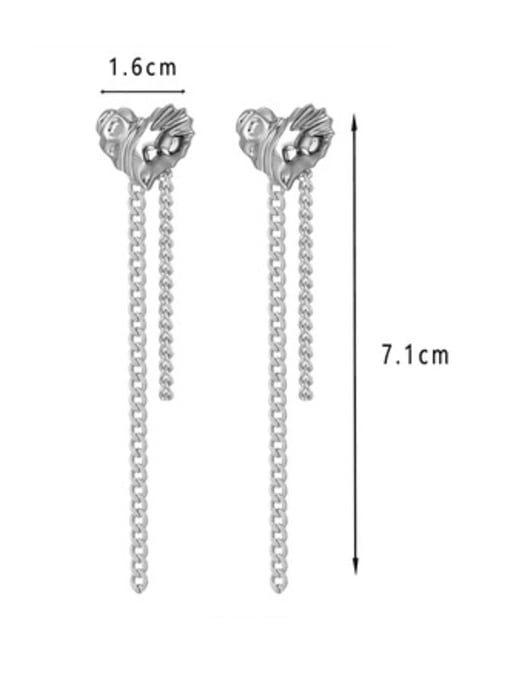Clioro Brass Heart Tassel Vintage Threader Earring 2