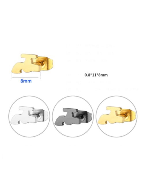 BELII Titanium Steel Irregular Minimalist water-tap Single Earring(Single-Only One) 2