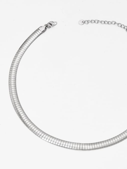 7.7mm smooth silver PDD952 Stainless steel Geometric Trend Link Necklace
