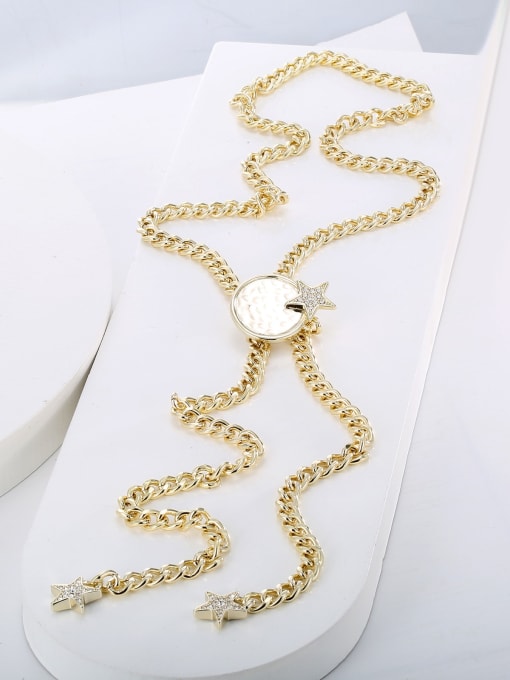 Clioro Brass Cubic Zirconia Tassel Trend Long Strand Necklace 3