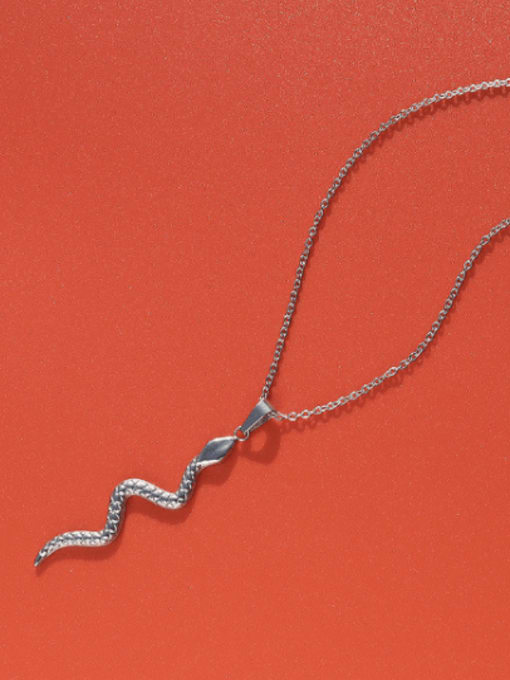 Steel necklace 40+5cm Titanium 316L Stainless Steel Snake Minimalist Necklace with e-coated waterproof