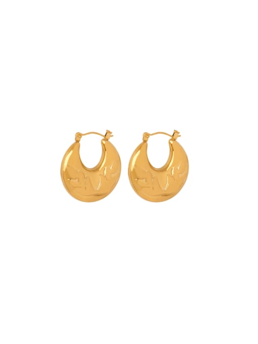 F268 Gold Earrings Titanium Steel Geometric Vintage Huggie Earring