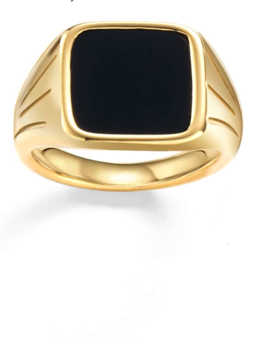 gold Vintage black oil dripping stainless steel ring
