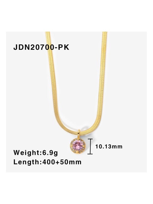 JDN20700 PK Stainless steel Cubic Zirconia Round Trend Cuban Necklace