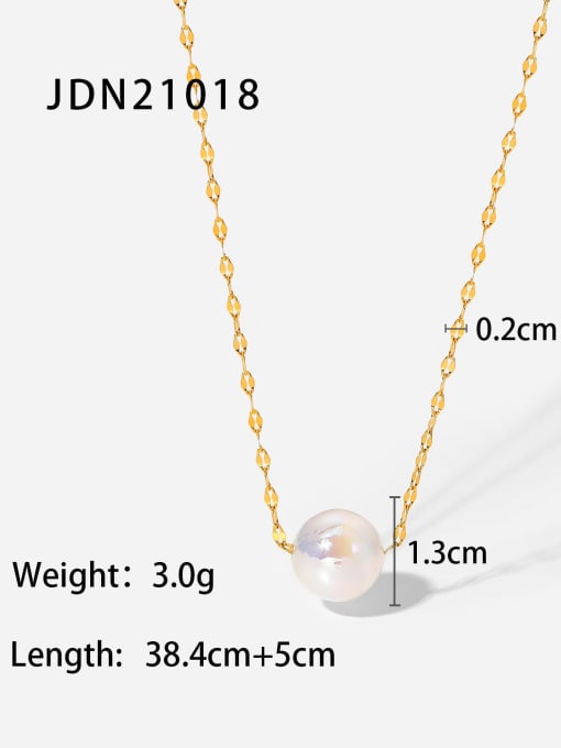 J&D Stainless steel Imitation Pearl Round Minimalist Necklace 2
