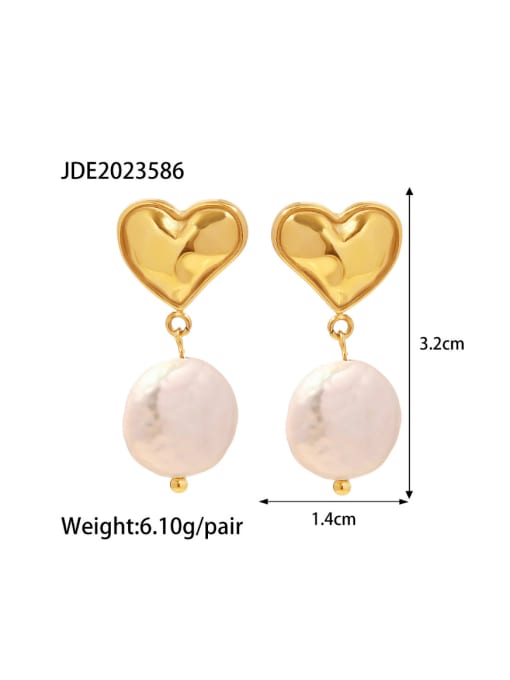 J&D Stainless steel Freshwater Pearl Heart Minimalist Drop Earring 3