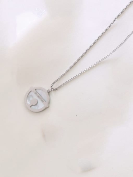 Steel color large 2cm Titanium 316L Stainless Steel Shell Round Minimalist Necklace with e-coated waterproof