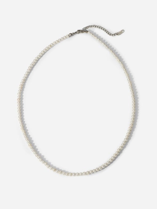 J&D Stainless steel Imitation Pearl Geometric Minimalist Necklace 4