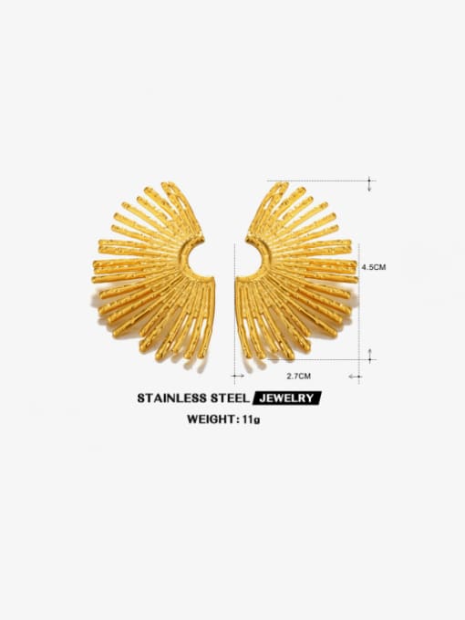 J$L  Steel Jewelry Stainless steel Irregular Hip Hop Stud  Fan-Shaped  Earring 1