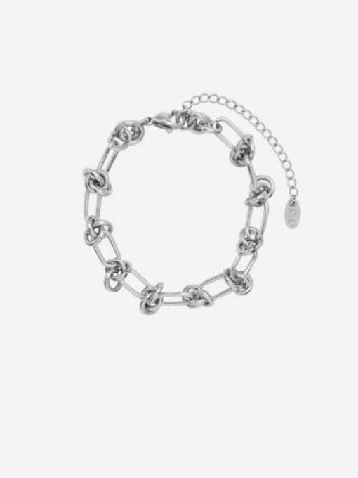 E185 steel color Bracelet 16+ 5cm Titanium 316L Stainless Steel Vintage Hollow Geometric  Bangle and Necklace Set with e-coated waterproof