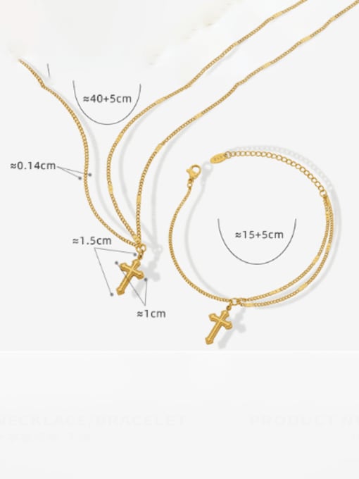 MAKA Titanium Steel Vintage Cross  Bracelet and Necklace Set 2