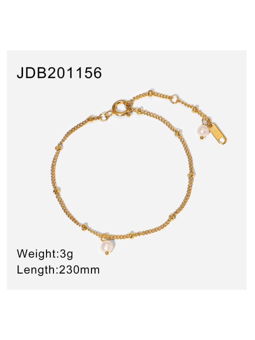 JDB201156 Stainless steel Freshwater Pearl Geometric Link Bracelet