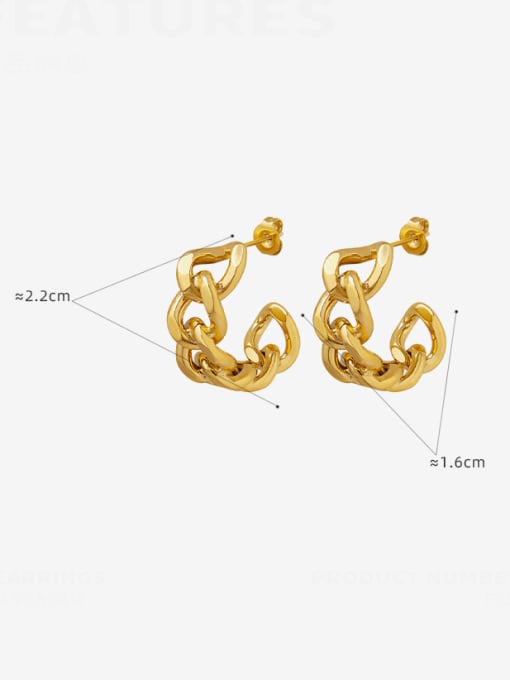 MAKA Titanium Steel Geometric Hip Hop Hollow Chain Stud Earring 2