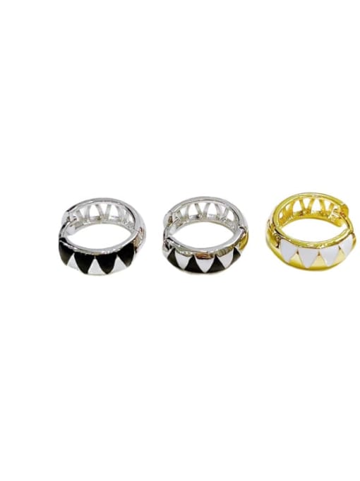 Clioro Brass Enamel Geometric Minimalist Huggie Earring 4