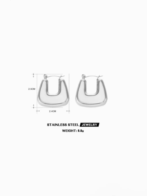 Square hollow earrings in steel color Stainless steel Geometric Minimalist Huggie Earring