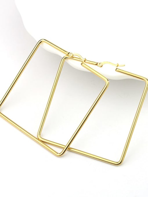 Square Gold Titanium Steel Geometric Minimalist Huggie Earring