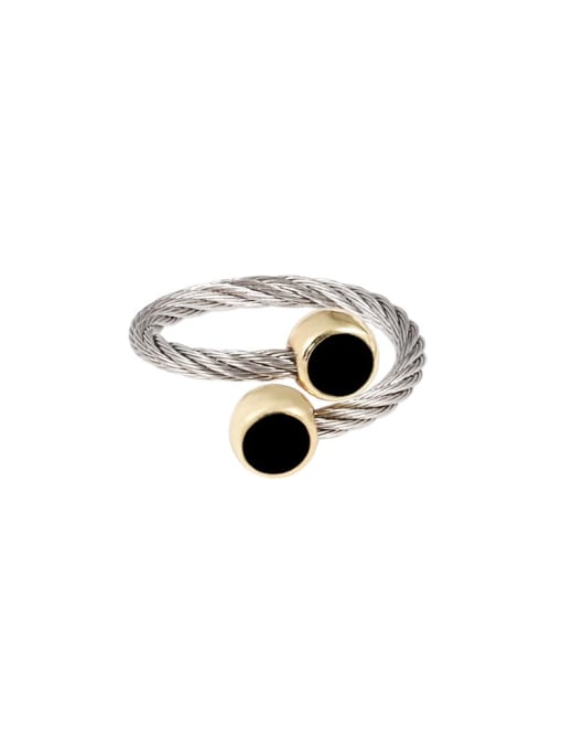 Silver Black Round Ring Stainless steel Vintage Bear Enamel Ring Earring And Bracelet Set