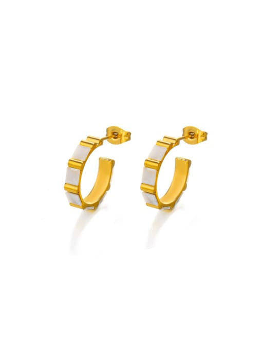 J$L  Steel Jewelry Stainless steel Shell Geometric Minimalist Stud Earring 0