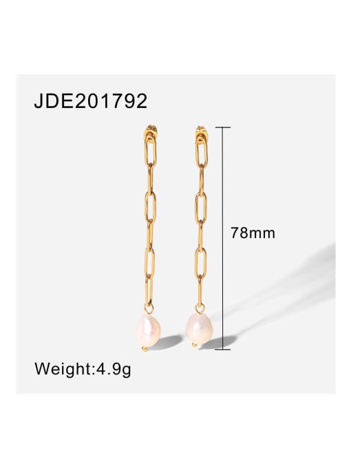 J&D Stainless steel Freshwater Pearl Tassel Trend Threader Earring 2