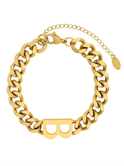gold Titanium 316L Stainless Steel Hollow Geometric Vintage Link Bracelet with e-coated waterproof