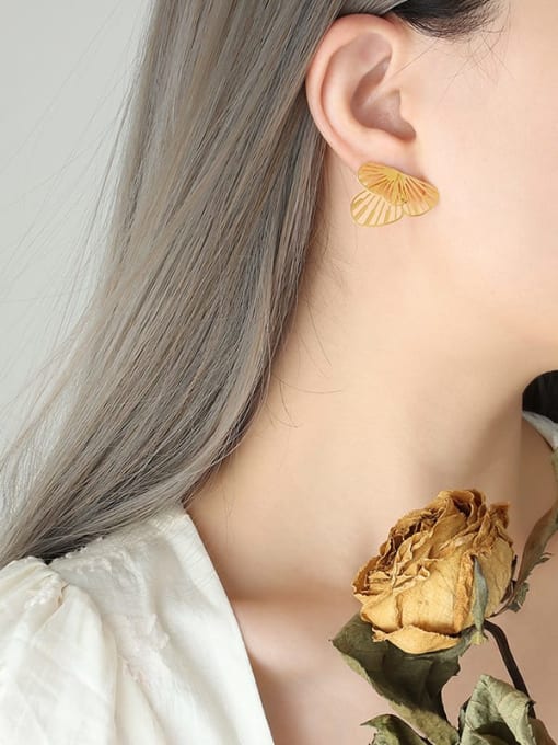F141 Gold Earrings Titanium Steel Butterfly Trend Stud Earring