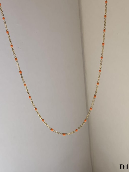 Orange Drip Oil D1145 Stainless steel Enamel Geometric Dainty Necklace