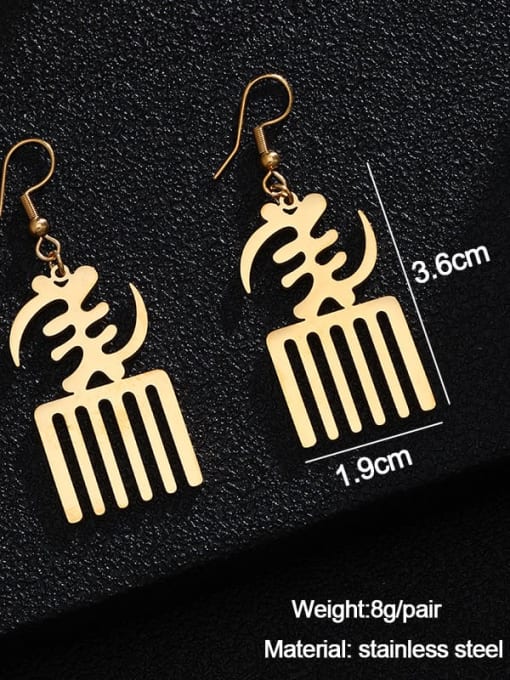 No.1 Gold Stainless steel Geometric Ethnic African Pendant Hook Earring