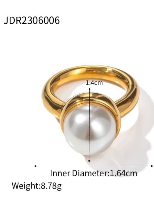 JDR2306006 Stainless steel Imitation Pearl Geometric Dainty Band Ring