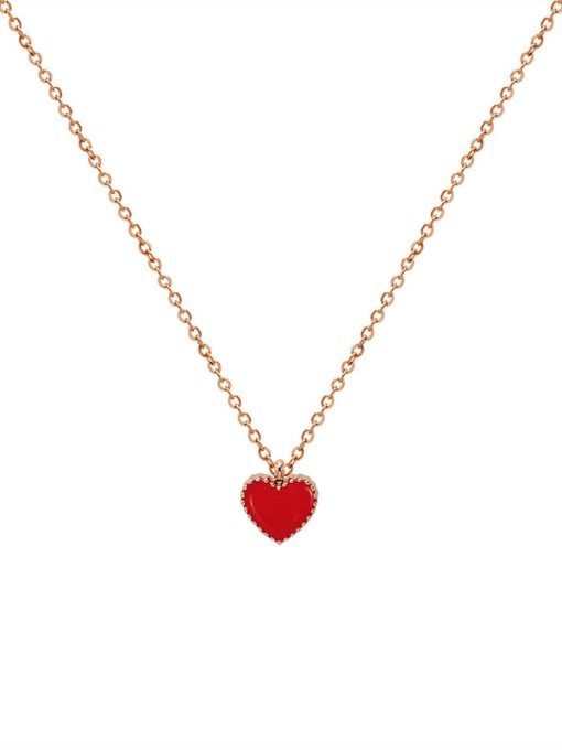 MAKA Titanium 316L Stainless Steel Enamel Heart Minimalist Necklace with e-coated waterproof 0