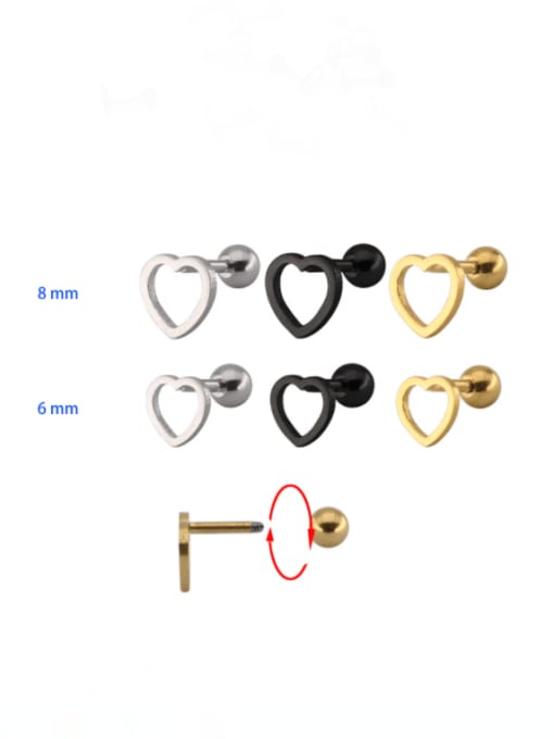 BELII Titanium Steel Hollow  Heart Minimalist Single Earring(Single-Only One) 2