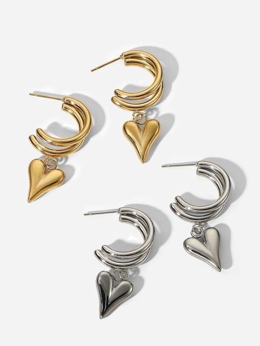 J&D Stainless steel Heart Minimalist Huggie Earring 3