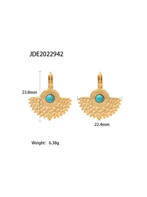 J&D Stainless steel Turquoise Geometric Trend Hook Earring 2